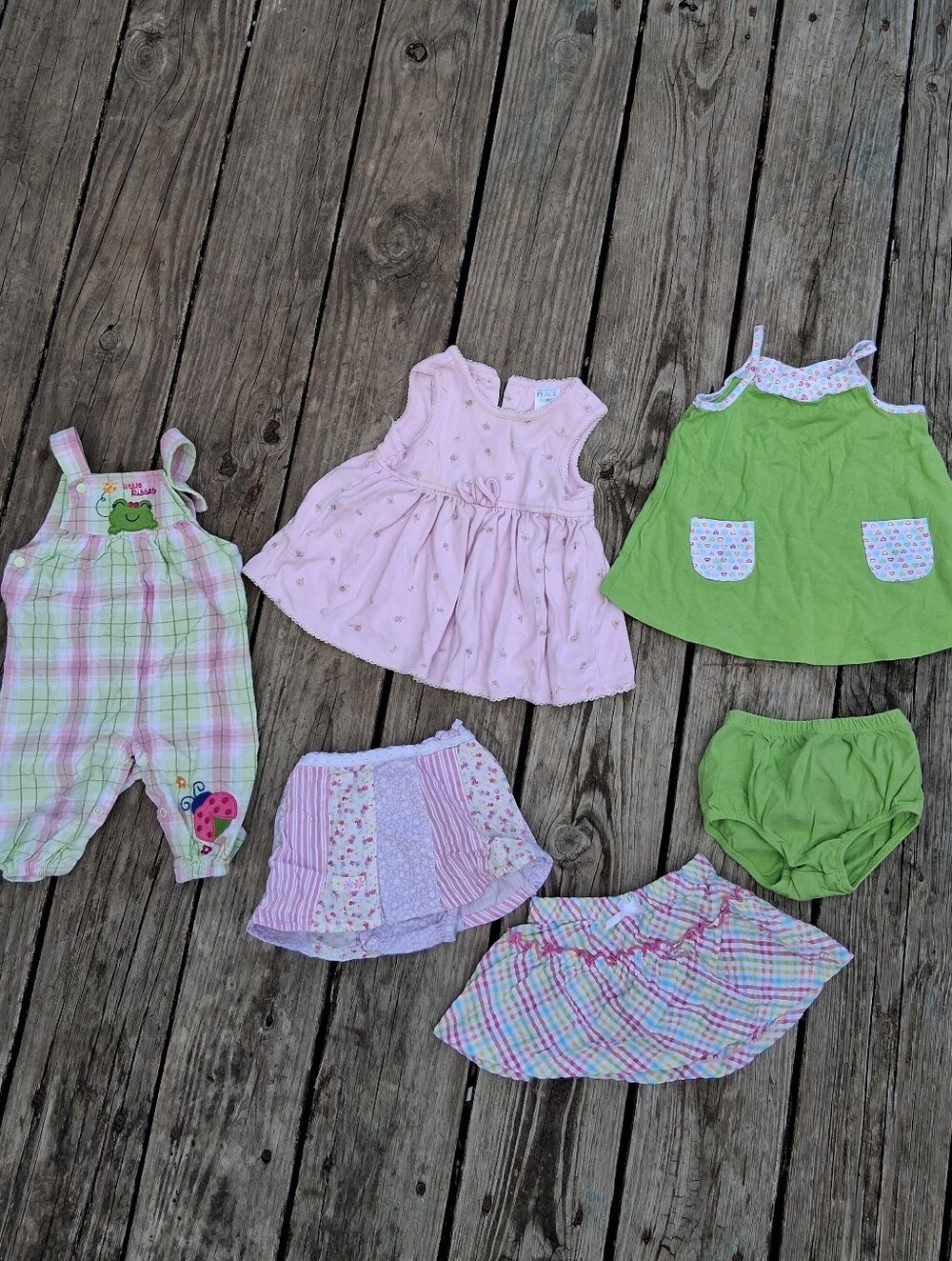 Y2K Spring Picnic Baby Bundle 0-6M Pastel Plaid Frog Ladybug Cottagecore Outfits